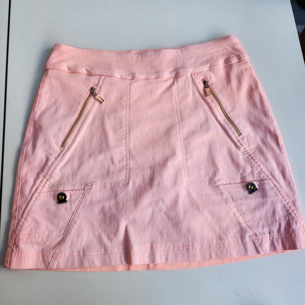 jamie sadock Light Pink Golf Skort with Gold-Tone Zippers